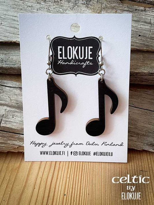 Earrings – big music note, black