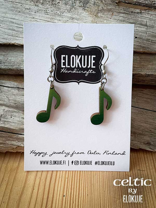 Celtic earrings – green music note