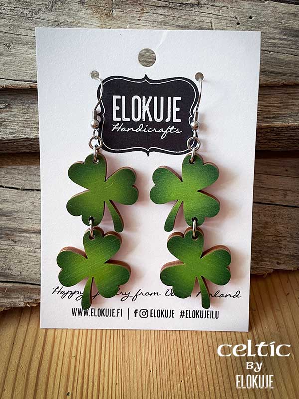 Celtic earrings – double Shamrock, green