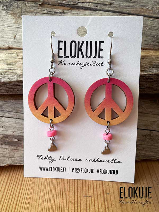 Plywood Peace earrings - pink howlite