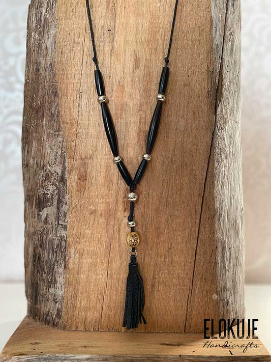 Boho-style bone necklace, steel