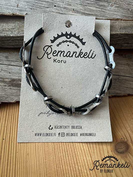 Remankeli leather cord bracelet, black