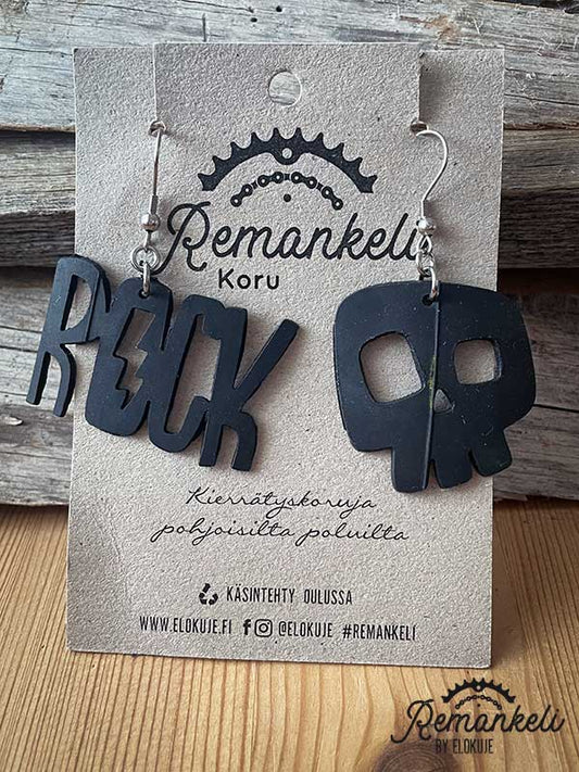 Remankeli earrings made from bicycle inner tubes - Rock-Skull